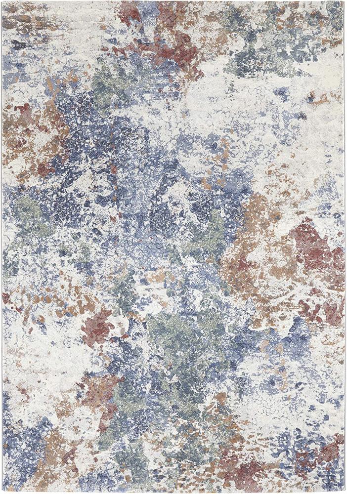 Kurzflor Teppich Fontaine Creme Blau Grün - 80x150x1,1cm Bild 1