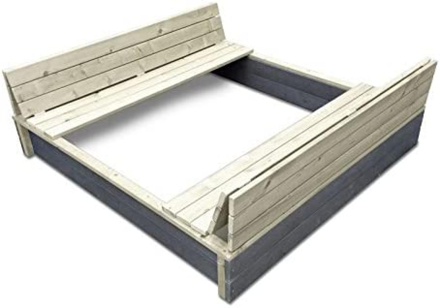 EXIT Aksent Sandkasten XL / mit Deckel = kann zu 2 Bänken umfunktioniert werden / Nordisches Fichtenholz / Maße: 132 x 135 x 20 cm / 27,8 kg Bild 1