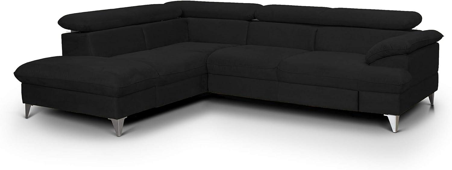 Mivano Ecksofa David / Moderne Couch in L-Form mit verstellbaren Kopfstützen und Ottomane / 256 x 71 x 208 / Mikrofaser-Bezug, Schwarz Bild 1