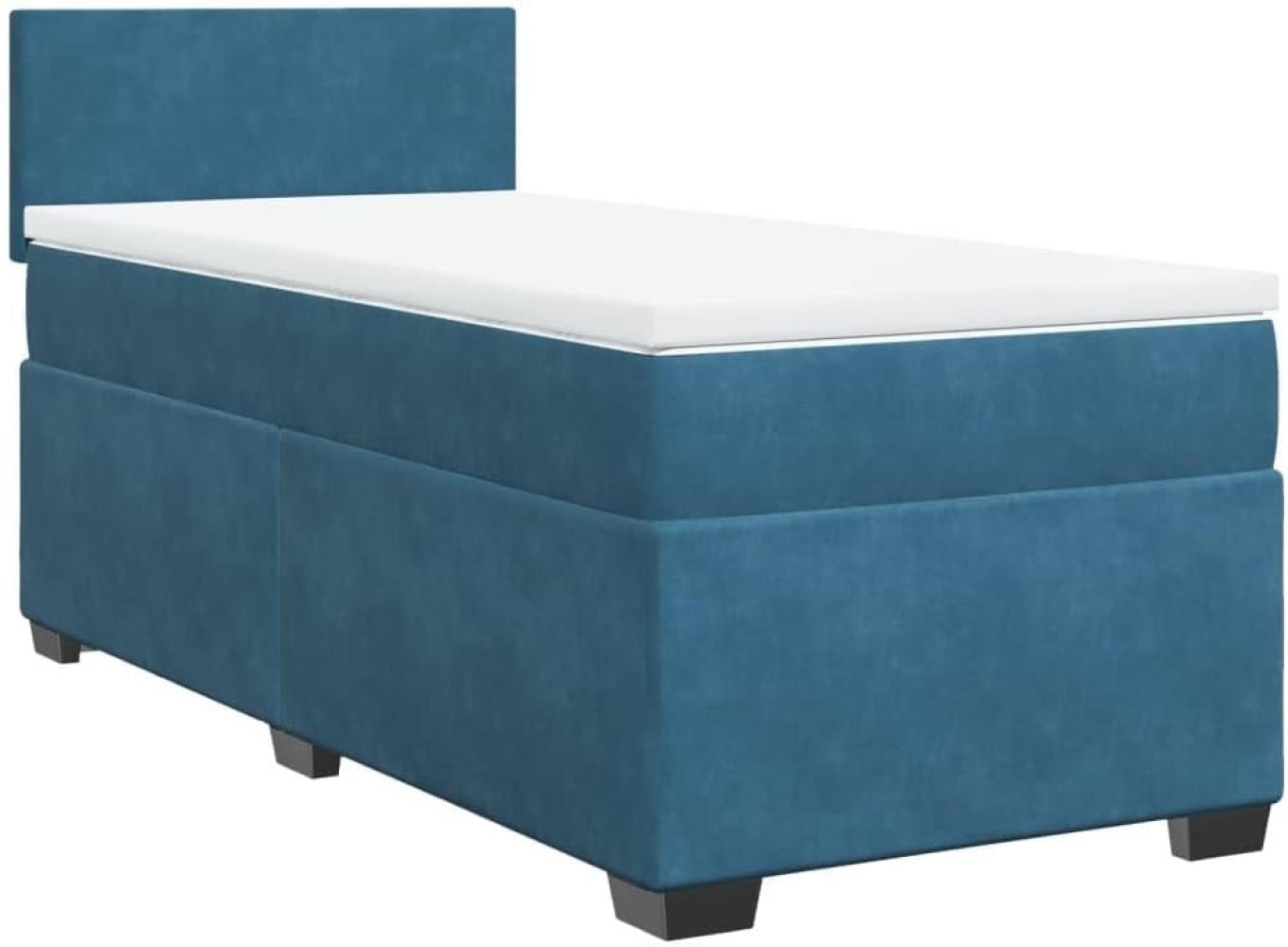 Boxspringbett mit Matratze Blau 80x200 cm Samt Bild 1