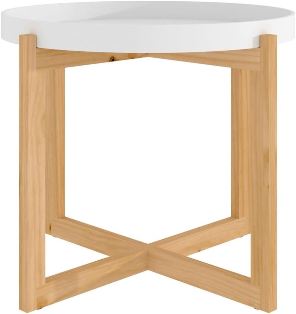 vidaXL Couchtisch Weiß 53x53x43,5 cm Holzwerkstoff & Massivholz Kiefer Bild 1