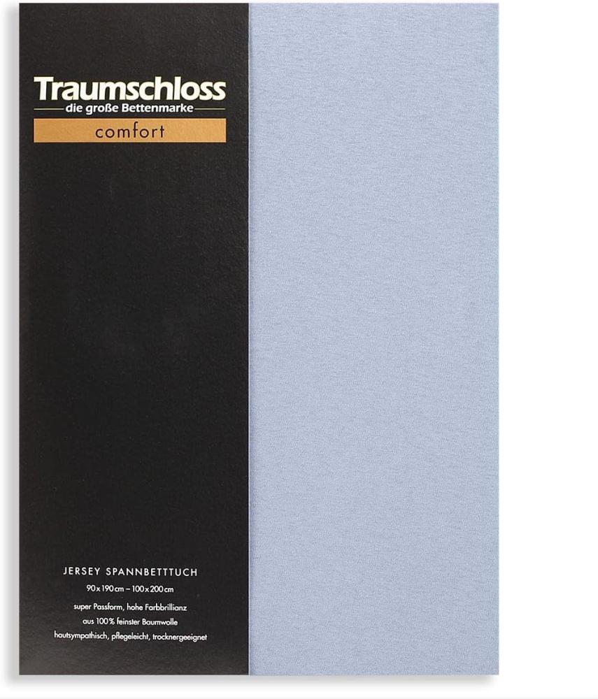 Traumschloss Comfort Jersey Spannbettlaken mittelblau 180-200x200 Bild 1