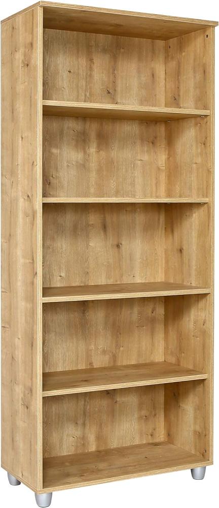 Furni24 Aktenschrank mit Fächern – Holzschrank fürs Büro und Homeoffice, mit 4 verstellbaren Regalbrettern, Ordnerregal Bücherschrank – Saphir-Eiche, 190x80x40 cm Bild 1