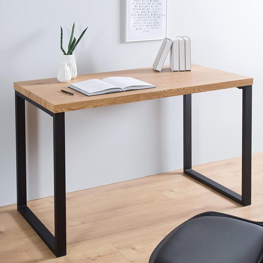 riess-ambiente. de Design Schreibtisch Oak Desk 120cm Eiche Optik Vintage Metallgestell schwarz Schminktisch Tisch Bürotisch Bild 1