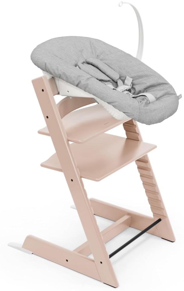 Tripp Trapp Stuhl von Stokke (Serene Pink) mit Newborn Set (Grey) - Für Neugeborene bis zu 9 kg - Gemütlich, sicher & einfach zu verwenden Bild 1