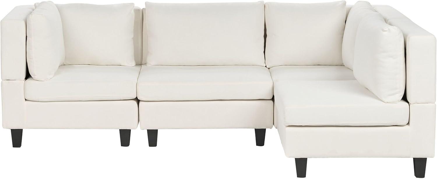 4-Sitzer Ecksofa Leinenoptik cremeweiß linksseitig UNSTAD Bild 1