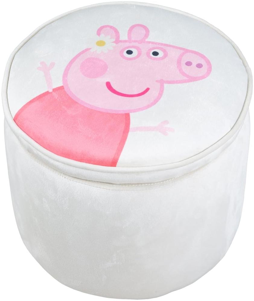 roba Kinderhocker im Peppa Pig Design - Hocker mit Stauraum für Mädchen & Jungen ab 18 Monaten - Belastbar bis 60 kg - Polsterhocker rund in Beige/Rosa Bild 1