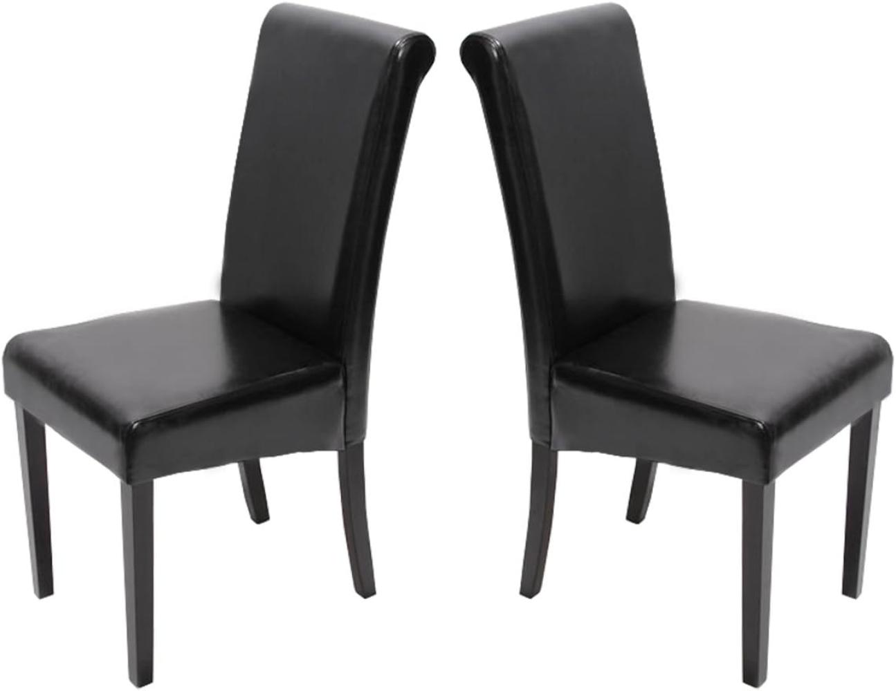2er-Set Esszimmerstuhl Stuhl Küchenstuhl Novara II, Leder ~ schwarz, dunkle Beine Bild 1
