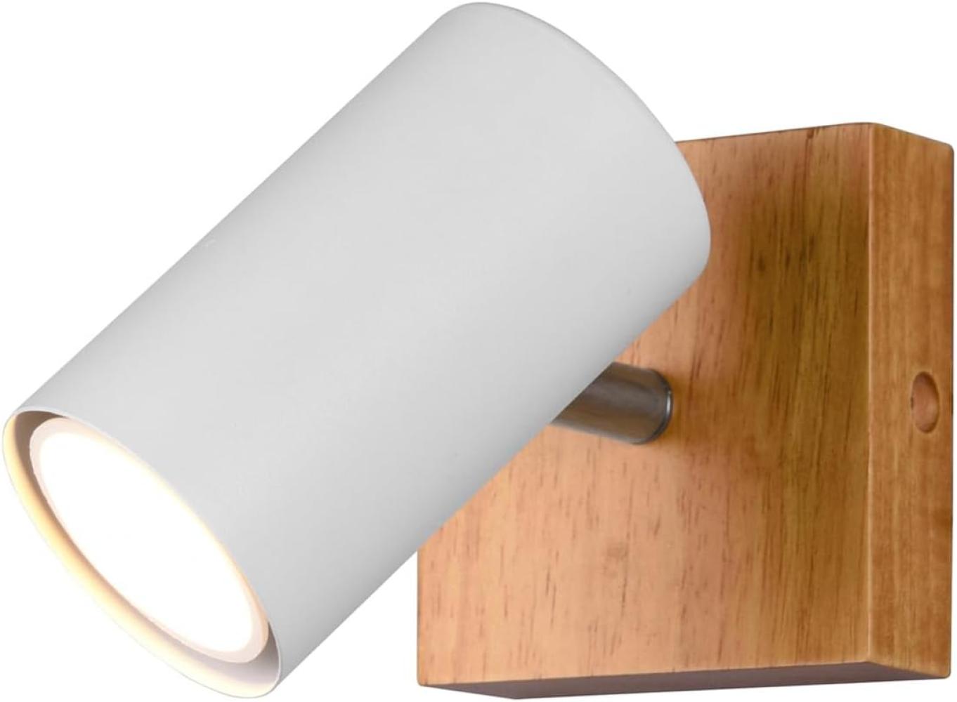 LED Wand- & Deckenstrahler Weiß mit Holz 1-flammig Spot schwenkbar Bild 1