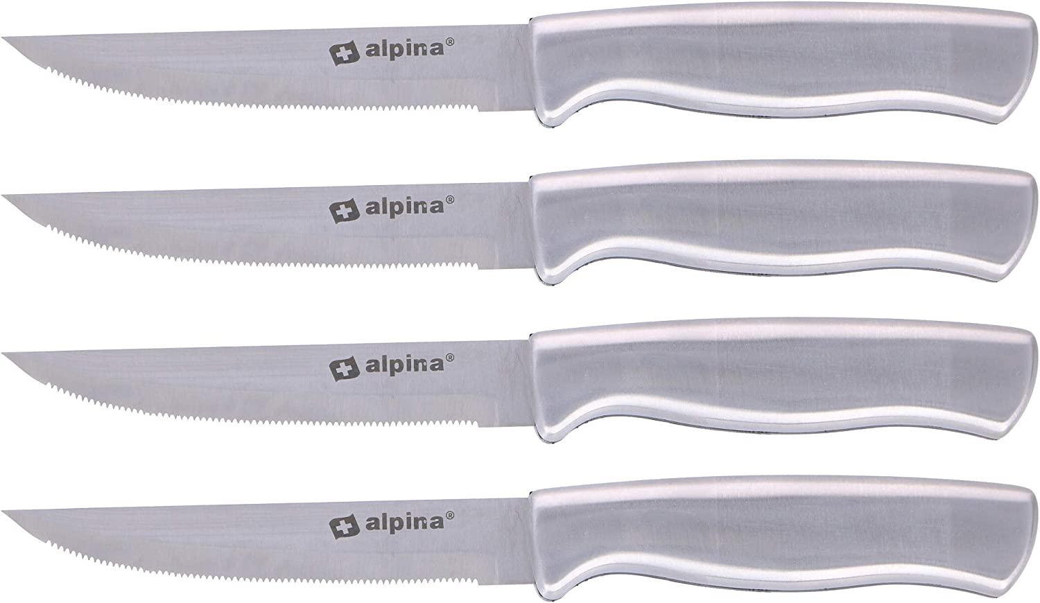 Alpina Steakmesser, 4 Stück, 22,5 cm, silber, Stahl, rostfrei Bild 1