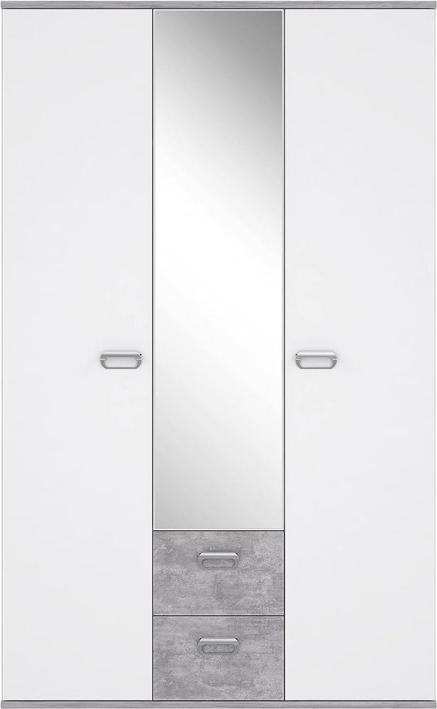 FORTE Kleiderschrank, Holzwerkstoff, Betonoptik Lichtgrau kombiniert mit Weiß, 52,7 x 114,6 x 187,9 cm Bild 1