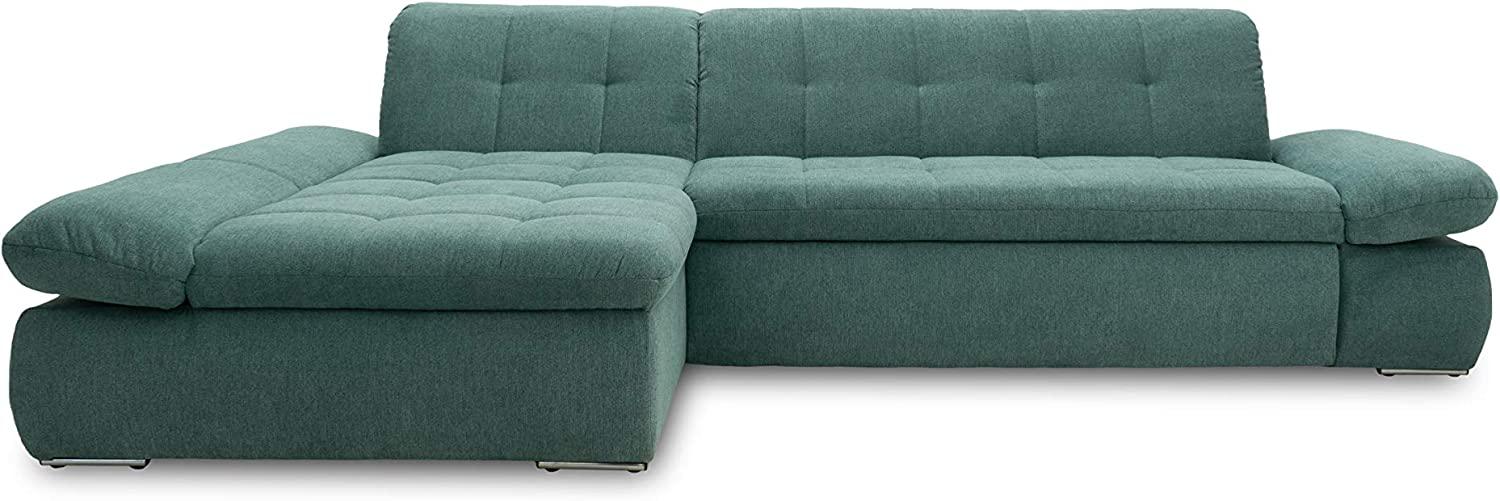 Domo Collection Ecksofa Moric / Eckcouch mit Bett / Sofa mit Schlaffunktion in L-Form Couch mit Armlehnfunktion/ 300x172x80 cm / Schlafsofa in petrol grün Bild 1