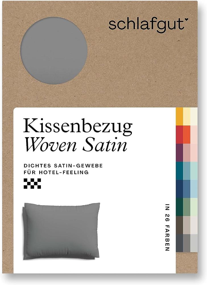 Schlafgut Woven Satin Bettwäsche|Kissenbezug einzeln 70x90 cm| grey-mid Bild 1