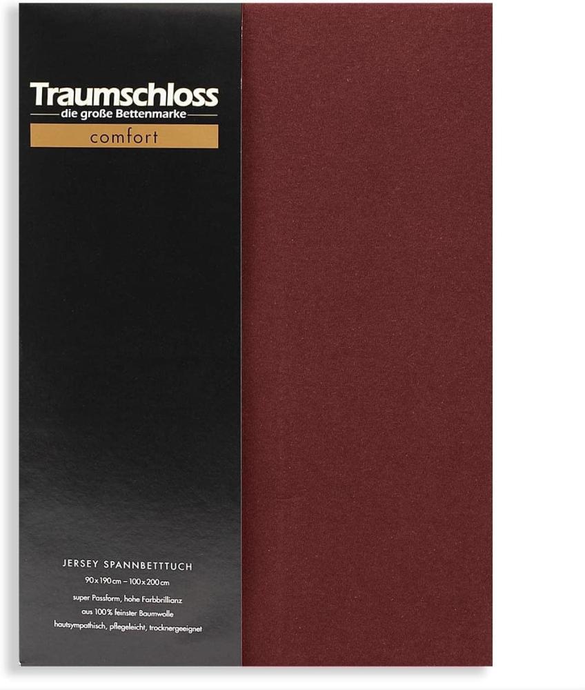 Traumschloss Comfort Jersey Spannbettlaken bordeaux 180-200x200 Bild 1