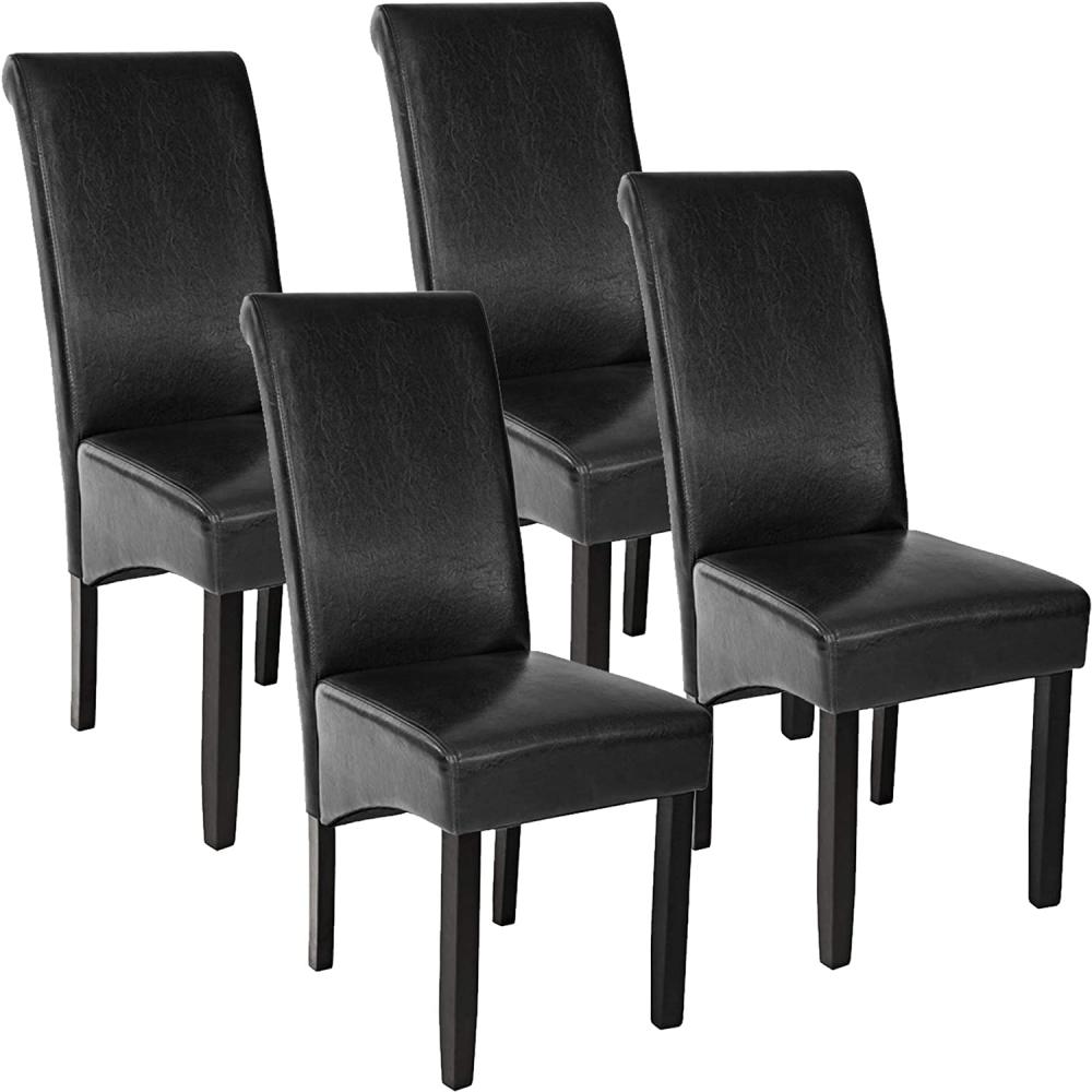 4 Esszimmerstühle, ergonomisch, massives Hartholz - schwarz Bild 1