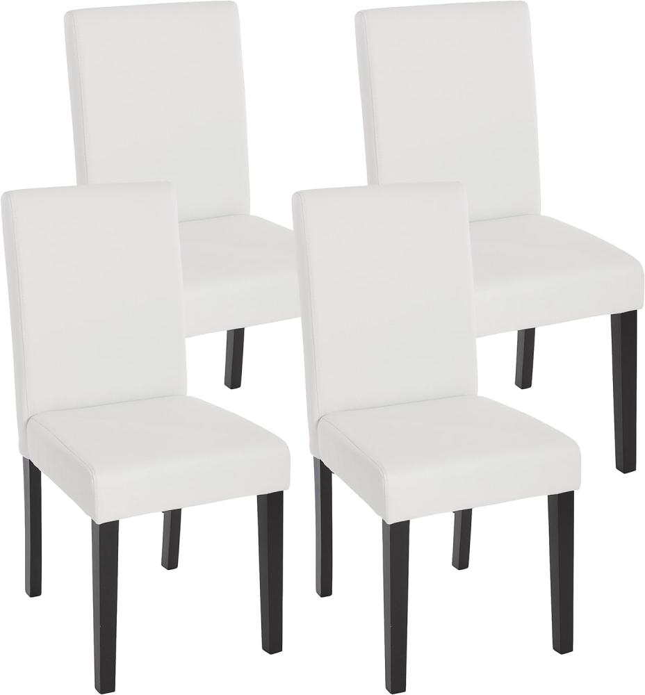 4er-Set Esszimmerstuhl Stuhl Küchenstuhl Littau ~ Kunstleder, weiß matt, dunkle Beine Bild 1