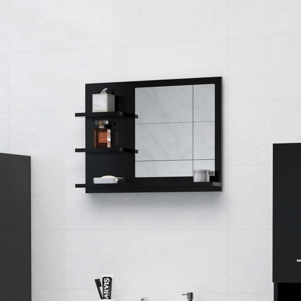 Badspiegel Hochglanz-Schwarz 60x10,5x45 cm Holzwerkstoff Bild 1