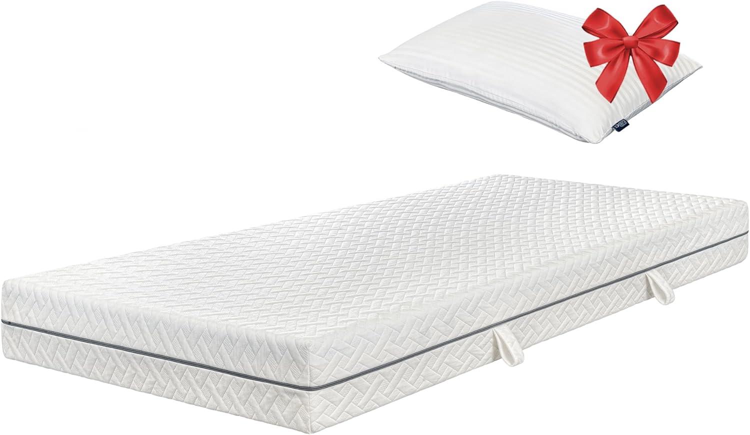 Essence Sleep Kaltschaummatratze - 90 x 200 x 18 cm, 7- Zonen Schaum Matratze mit 1 Kissen, H3 für alle Schlaftypen, Rollmatratze - Atmungsaktiv Bequem und Langlebig, Memory Foam, Öko-Tex Zertifiziert Bild 1