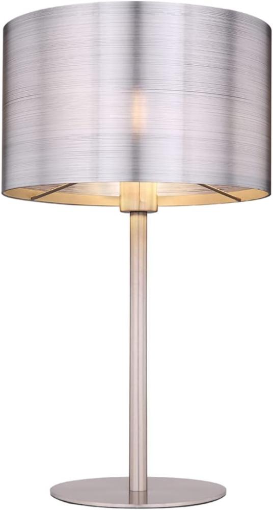 LED Tischleuchte mit Lampenschirm Ø 23cm, Metalloptik Silber Bild 1