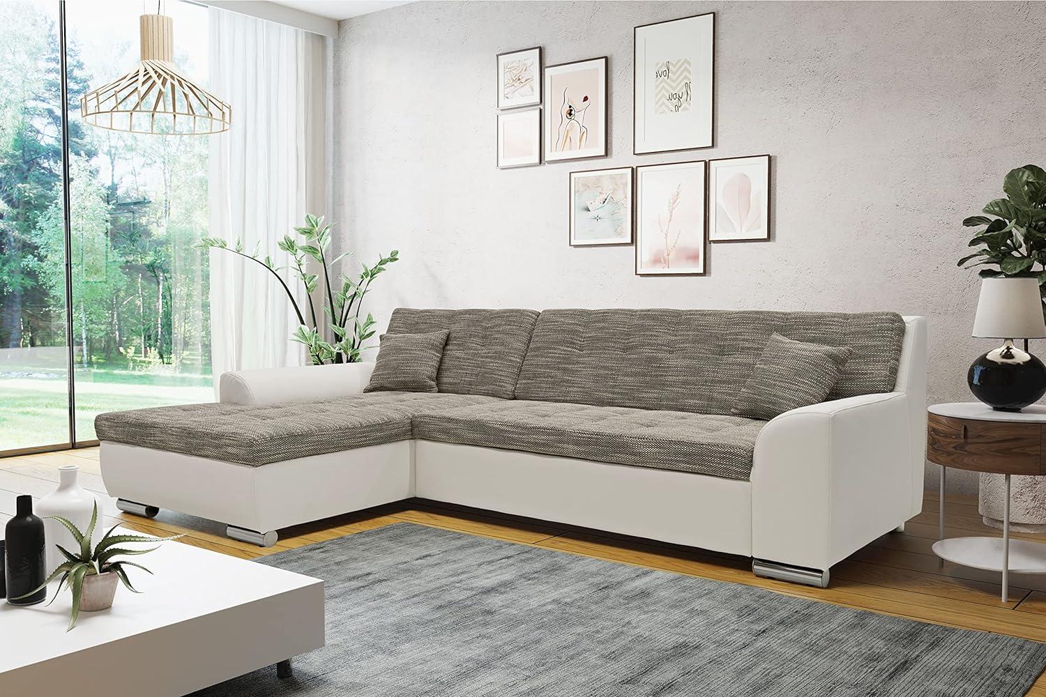 DOMO. collection Treviso Ecksofa, Sofa mit Schlaffunktion in L-Form, Polsterecke, grau/weiß, 267x178x83 cm Bild 1