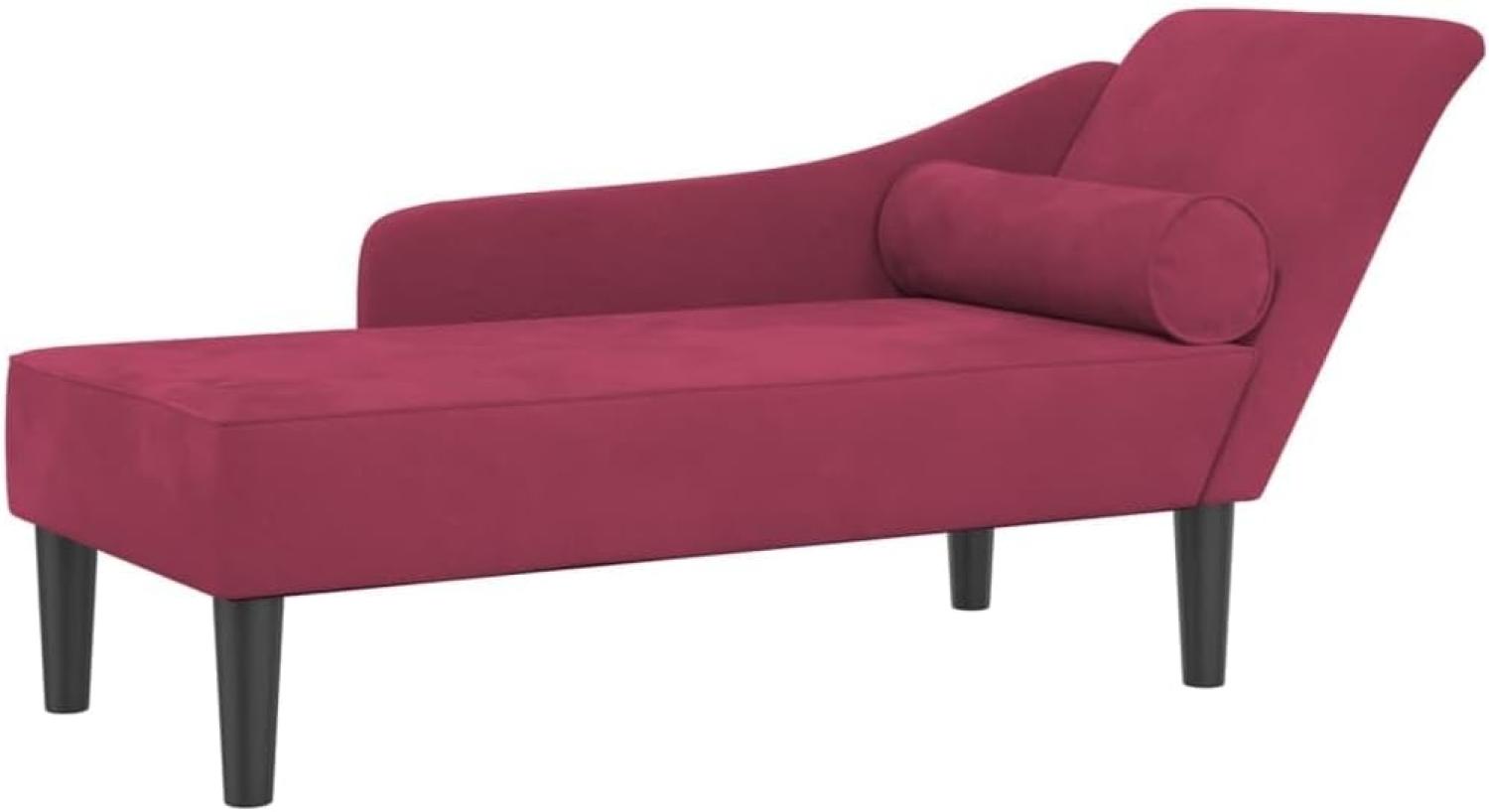 vidaXL Chaiselongue mit Kissen Weinrot Samt Bild 1