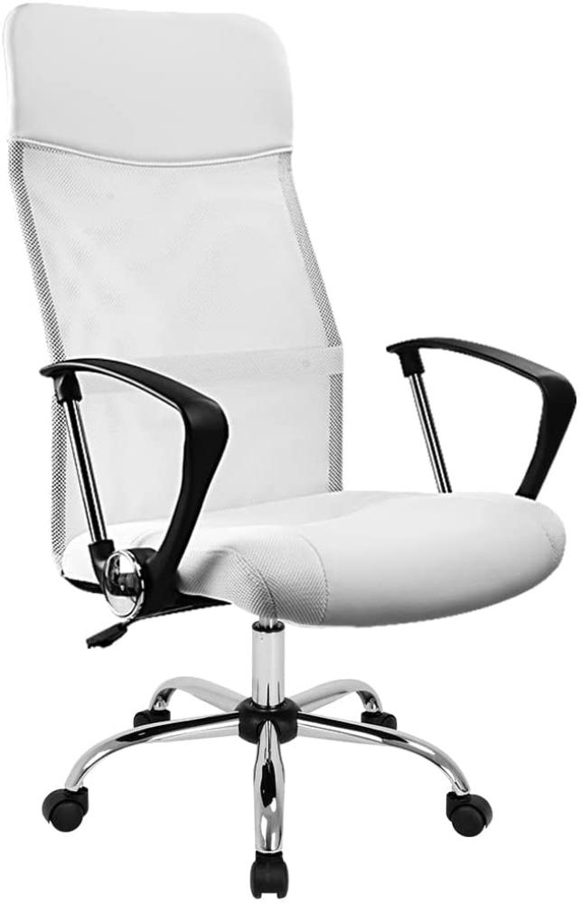 Deuba Bürostuhl mit Armlehnen, ergonomisch, und Wippfunktion, weiß, 52 x 51 x 122 cm Bild 1