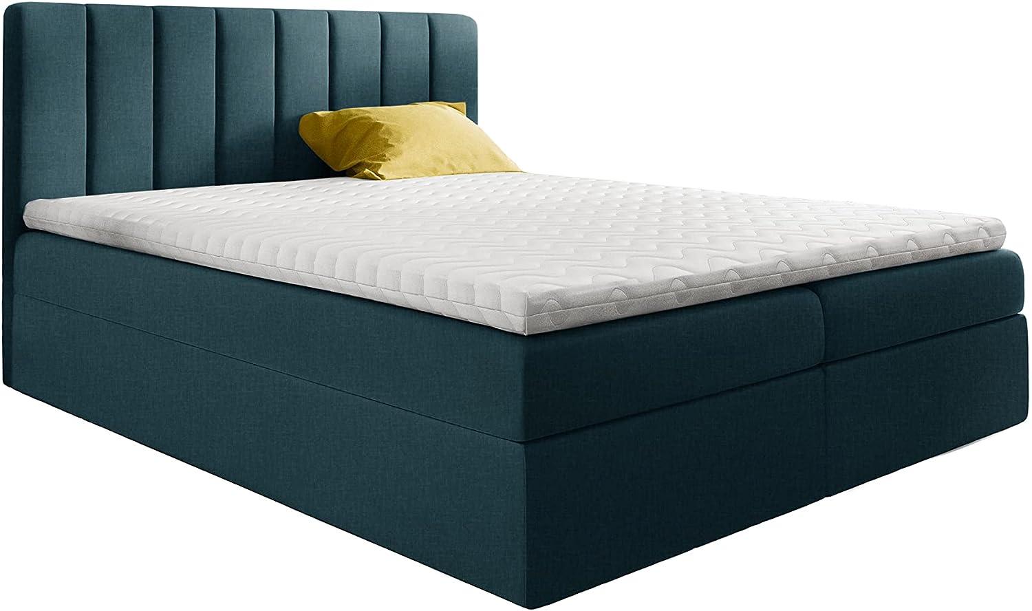 Stylefy 'Arcelia' Boxspringbett, Strukturstoff Inari Türkis 200 x 200 cm Bild 1