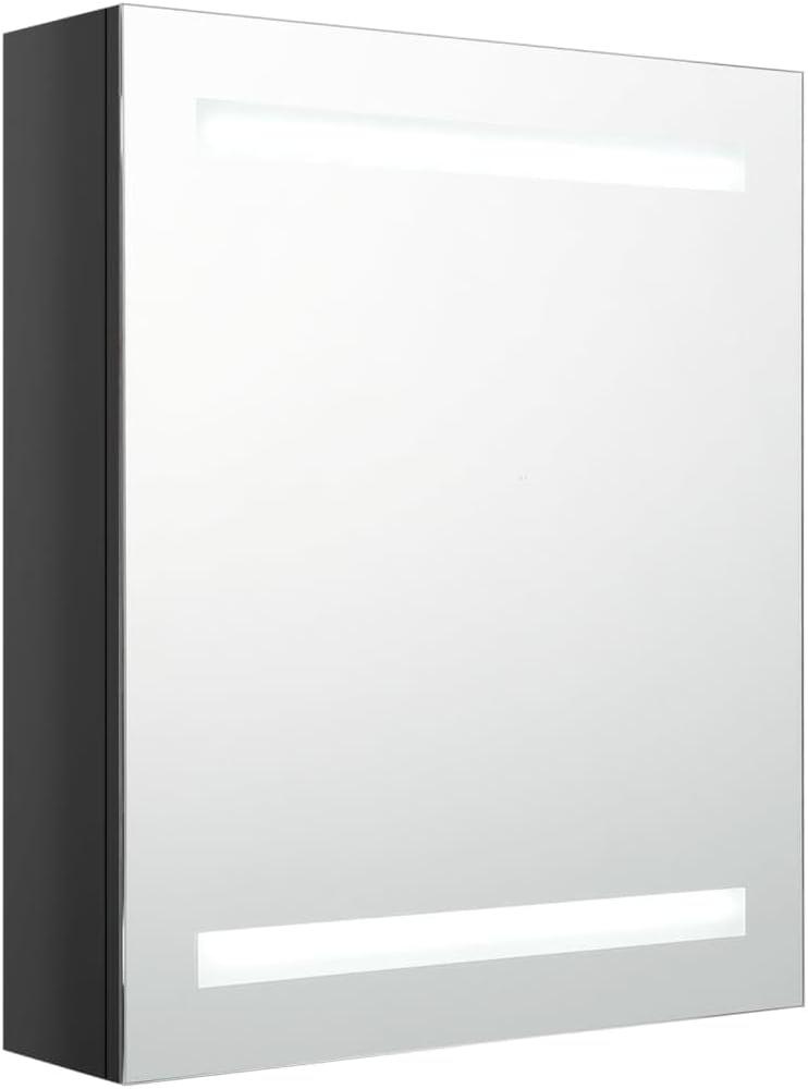 vidaXL LED-Bad-Spiegelschrank Glänzendes Schwarz 50x14x60 cm Bild 1