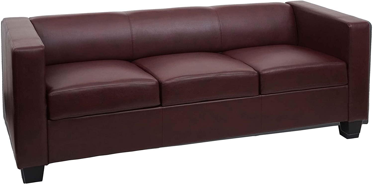 3er Sofa Couch Loungesofa Lille ~ Kunstleder, rot-braun Bild 1