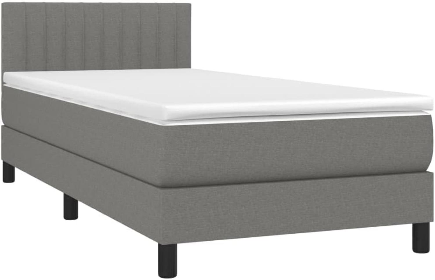 vidaXL Boxspringbett mit Matratze & LED Dunkelgrau 100x200 cm Stoff Bild 1