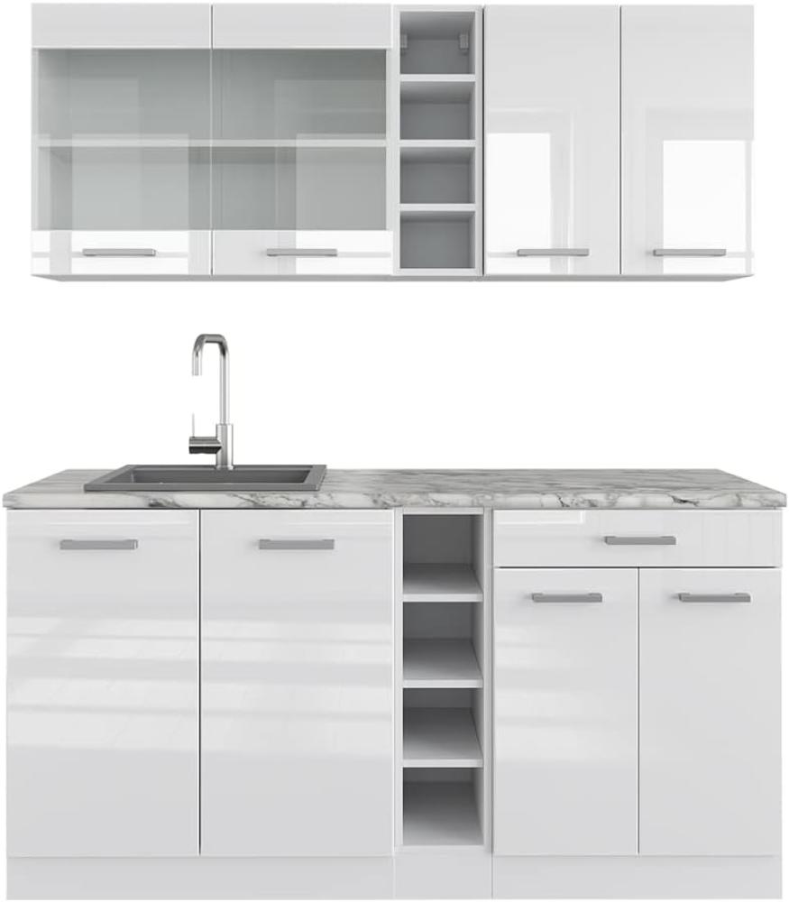 Vicco Küchenzeile Einbauküche Küchenschränke R-Line Weiß Küchenmöbel Bild 1