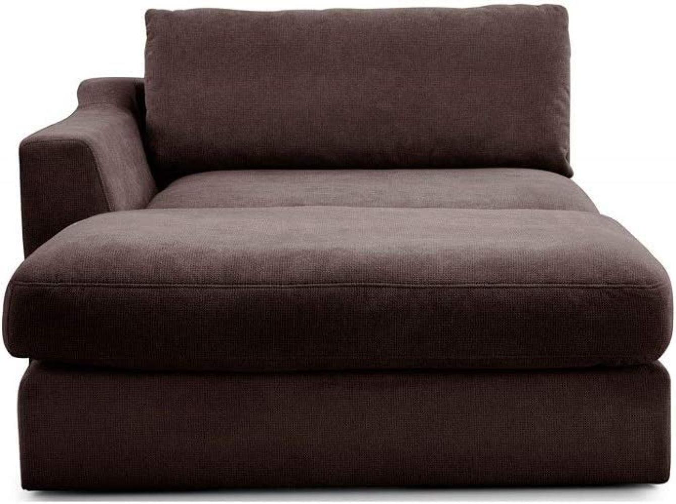 CAVADORE Sofa-Modul "Fiona" Longchair mit Armteil links / XXL-Recamiere passend zur Couchgarnitur Fiona / 139 x 90 x 199/Webstoff dunkelbraun Bild 1