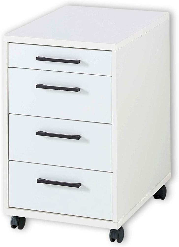Stella Trading INNO4HOME Rollcontainer Schreibtisch, Weiß matt - Mobiler Schubladenschrank Büroschrank mit 4 Schubladen passend zum Schreibtisch - 43 x 68 x 55 cm (B/H/T) Bild 1