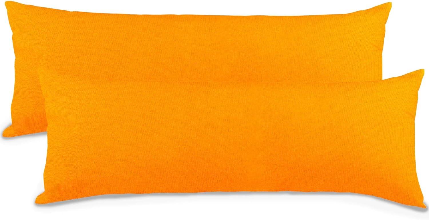 aqua-textil Classic Line Kissenbezug 2er-Set 40 x 200 cm orange Baumwolle Seitenschläferkissen Bezug Reißverschluss Bild 1