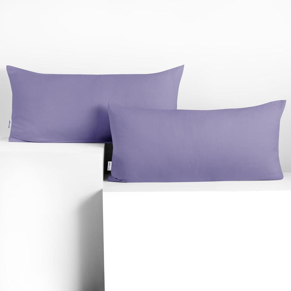 DecoKing 2 Kissenbezüge 40x80 cm Baumwolle Reißverschluss Lavendel Amber Bild 1
