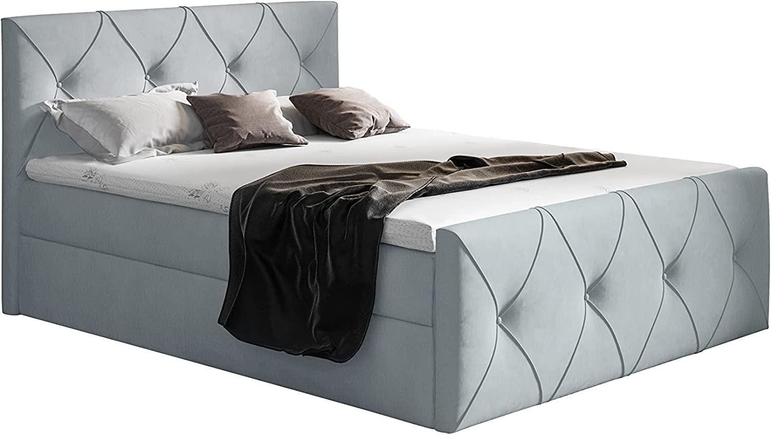 Stylefy 'Arian Lux' Boxspringbett, Velours  Silber 140 x 200 cm Bild 1