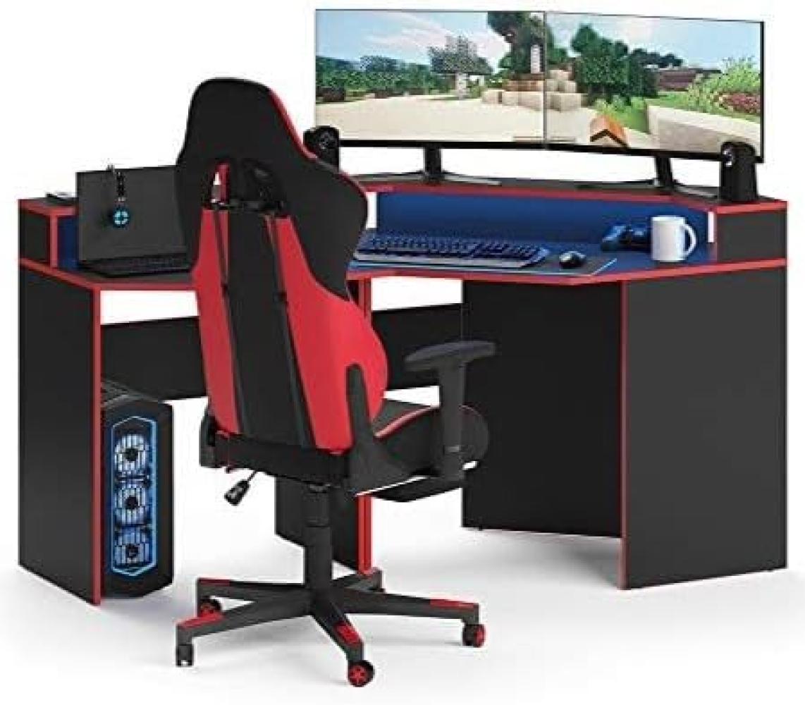 Vicco 'Kron' Gaming Desk, schwarz/rot, kurz Bild 1