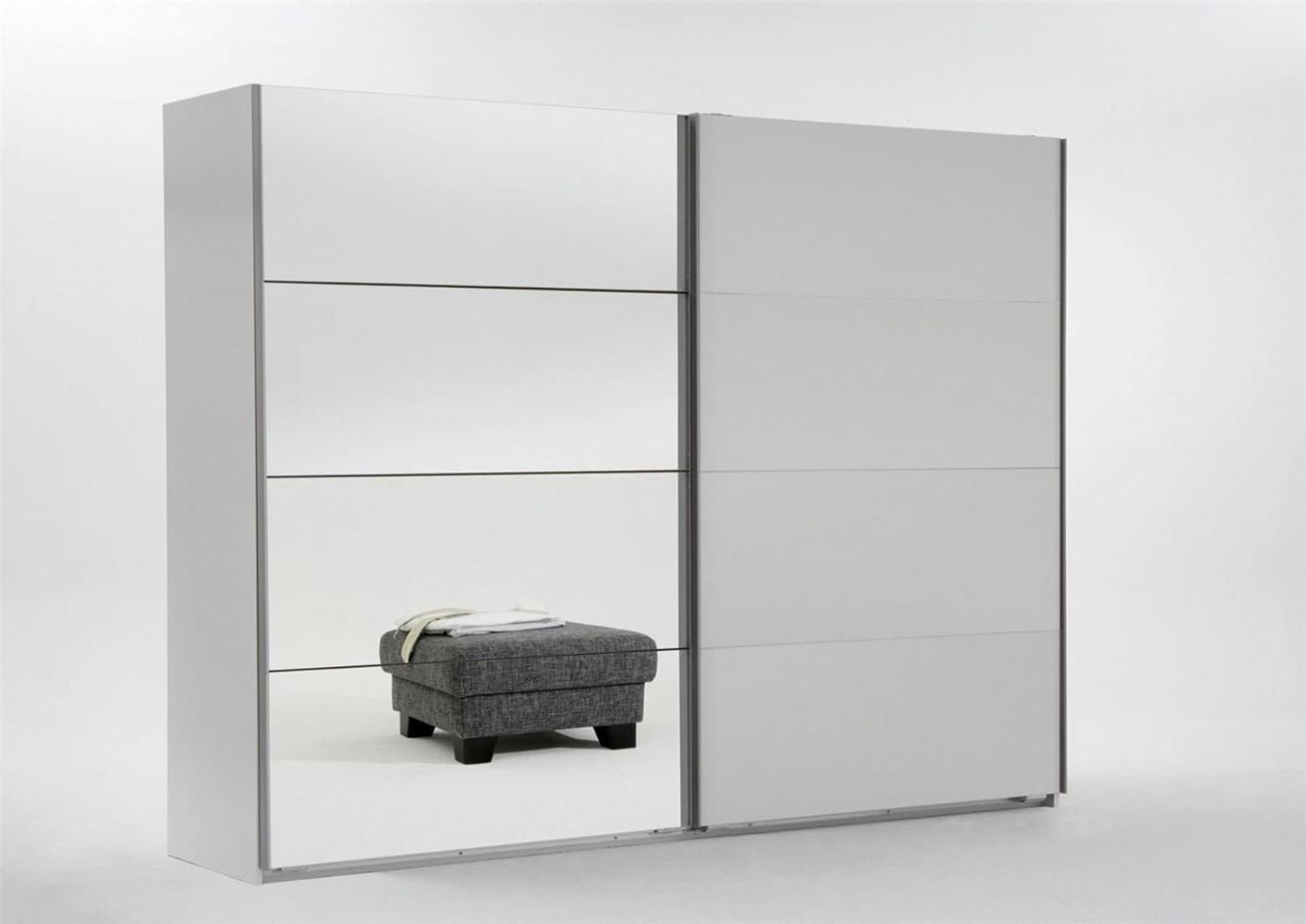 Schwebetürenschrank Ernie Kleiderschrank 225x65x210cm weiß Spiegel Bild 1