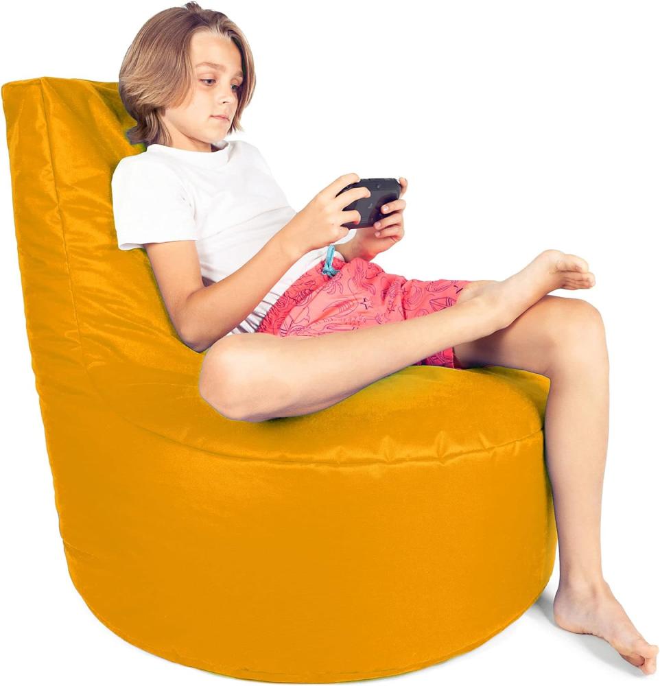 Patchhome Gamer Kissen Lounge Kissen Sitzsack Sessel Sitzkissen In & Outdoor geeignet fertig befüllt | Gelb - Ø 75cm x Höhe 80cm - in 2 Größen und 25 Farben Bild 1