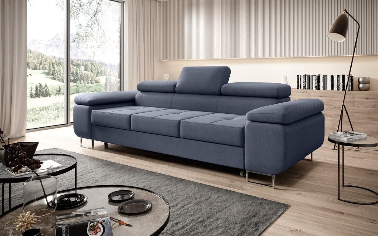 Designer Sofa Triora mit Schlaffunktion (Stoff) Blau Bild 1