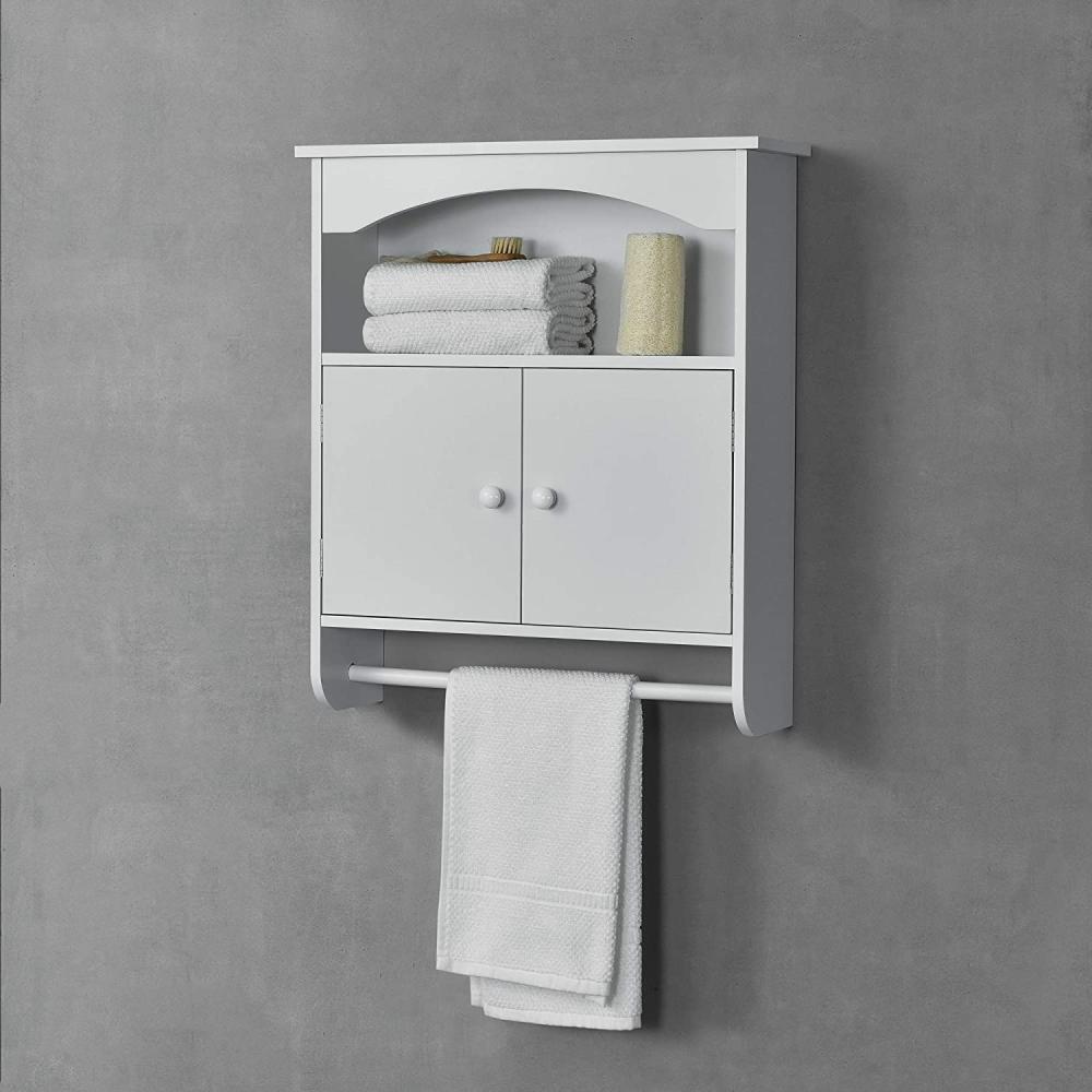 Badezimmerschrank Graz 61x53x15 cm mit Handtuchhalter Weiß MDF en. casa Bild 1