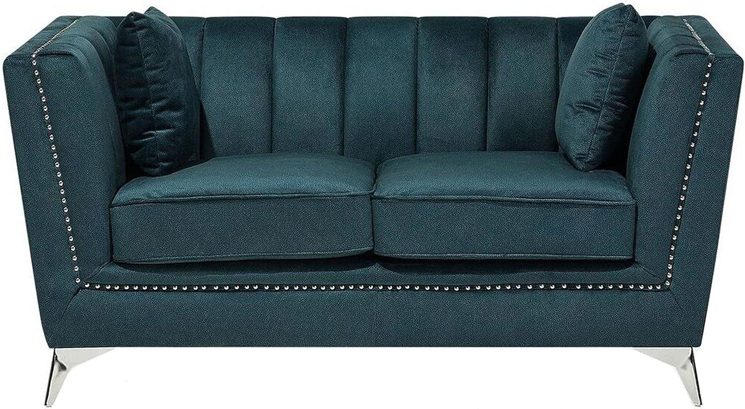 2-Sitzer Sofa Samtstoff blau-grün GAULA Bild 1