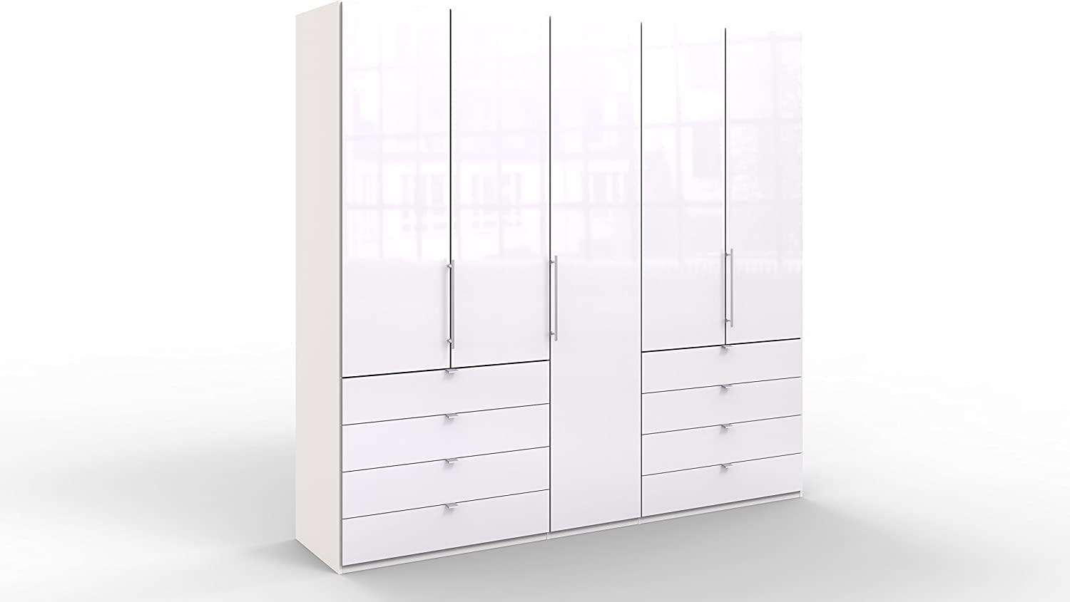 WIEMANN Loft Kleiderschrank, Schlafzimmerschrank, Gleittürenschrank, Drehtürenschrank, mit Schubladen, Glas, in weiß, B/H/T 250 x 236 x 58 cm Bild 1
