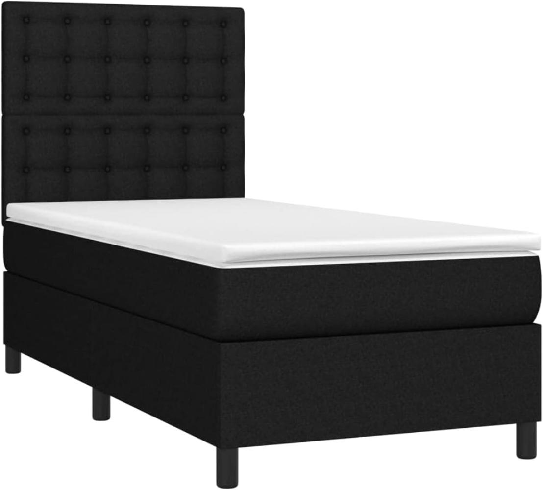 vidaXL Boxspringbett mit Matratze & LED Schwarz 90x200 cm Stoff, Härtegrad: H2 [3135167] Bild 1