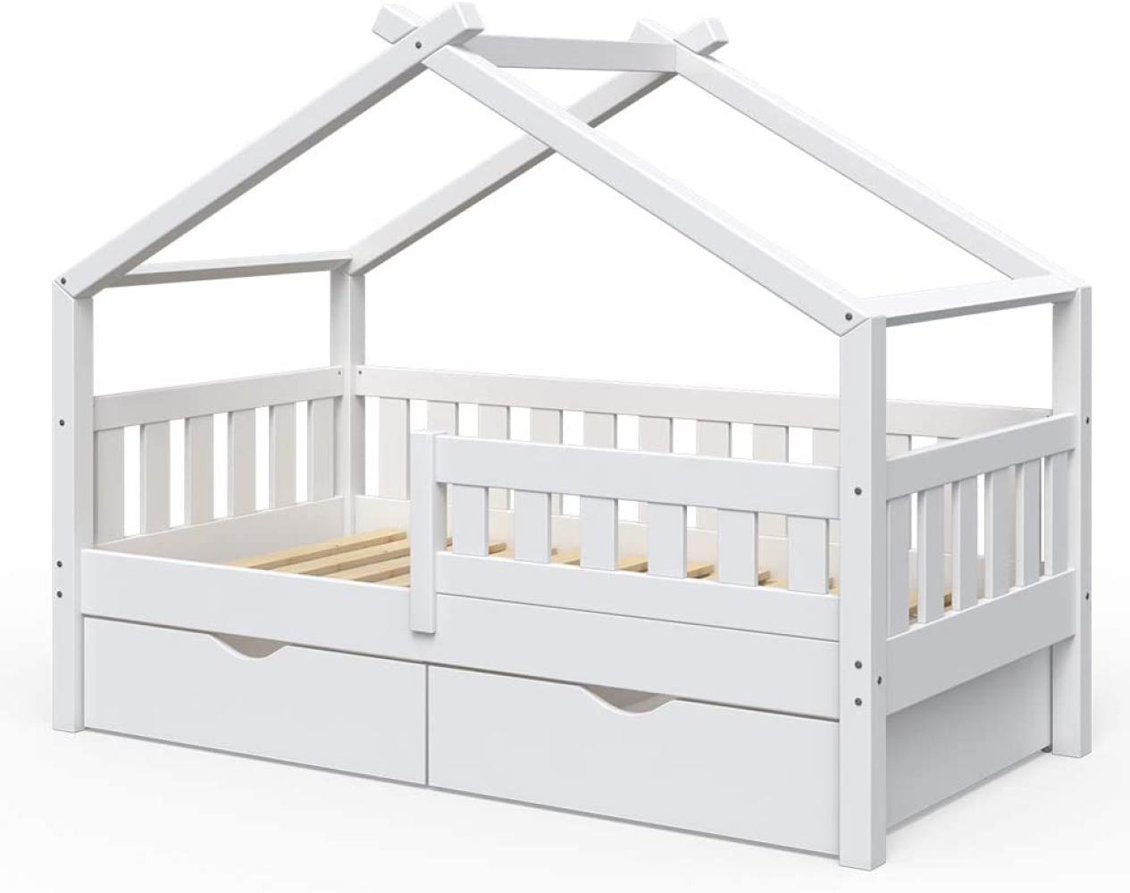 VitaliSpa 'Design' Kinderbett 80 x 160 cm, weiß, Massivholz Kiefer, inkl. 2 Schubladen Bild 1