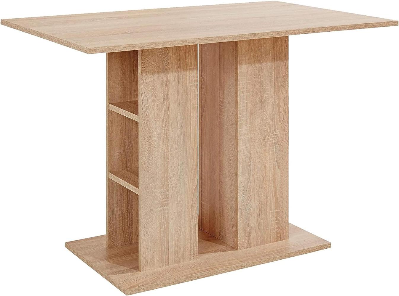 Säulentisch / Moderner Esstisch aus Melamin Sonoma Eiche beige / Küchentisch mit Stauraum / mit Ablage / 110 x 70 x 75 cm (L x B x H) / Küchentisch Bild 1