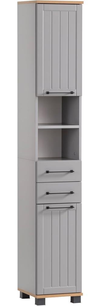 SCHILDMEYER Hochschrank Badschrank Highboard Badmöbel platingrau 30,3x180,9x32,6 Bild 1