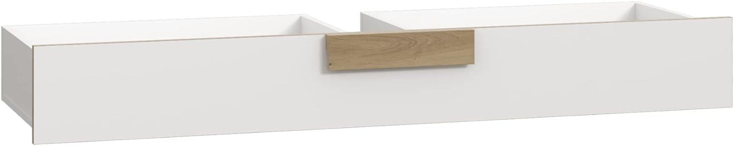 FORTE Arkina Rollschublade für Bett, Holzwerkstoff, Braun/Weiß, 144,4 x 20,5 x 43 cm Bild 1