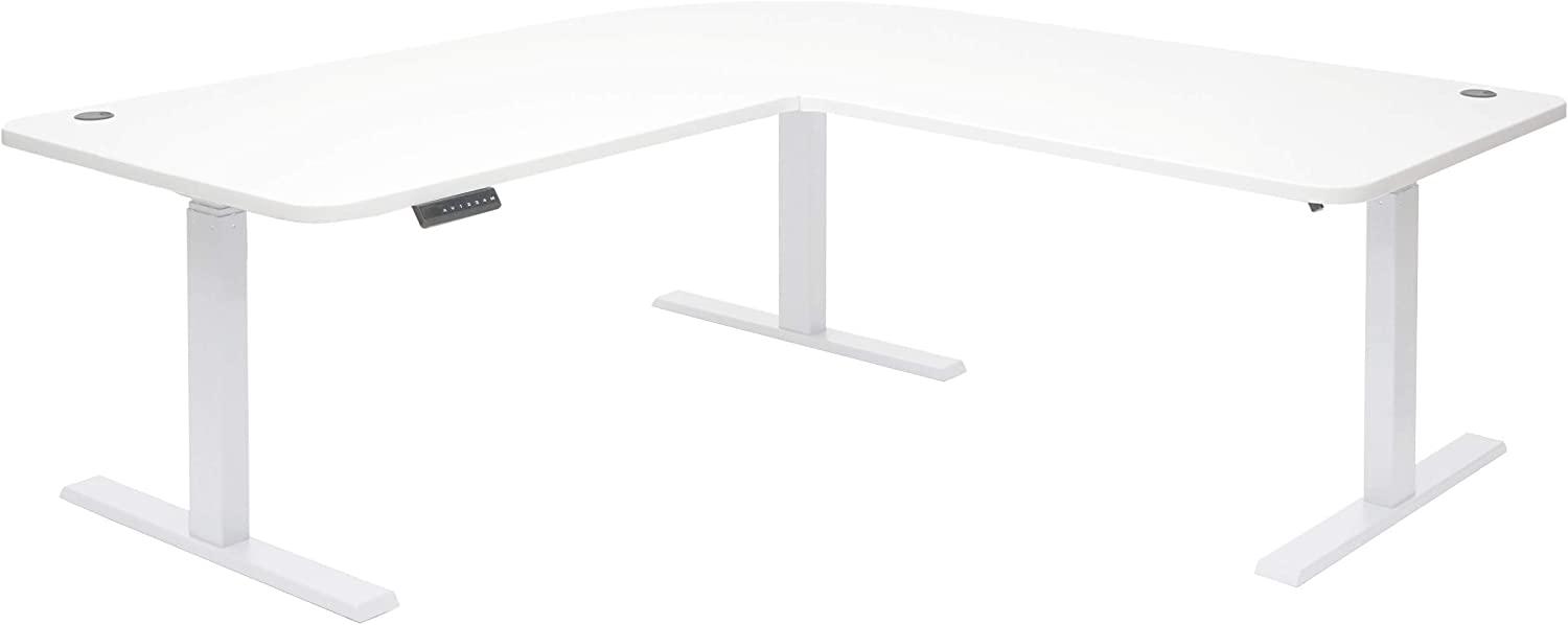 Eck-Schreibtisch, weiß/weiß, elektrisch höhenverstellbar Bild 1