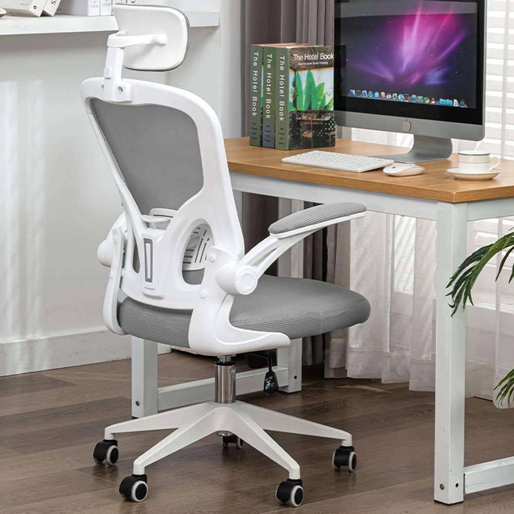 ALEAVIC Bürostuhl Ergonomisch, Schreibtischstuhl mit Verstellbarer Kopfstütze, Höhenverstellung und Wippfunktion bis 135°Mesh Office Chair, Armlehne und Lendenwirbelstütze, bis 200kg Belastbar, Grau Bild 1